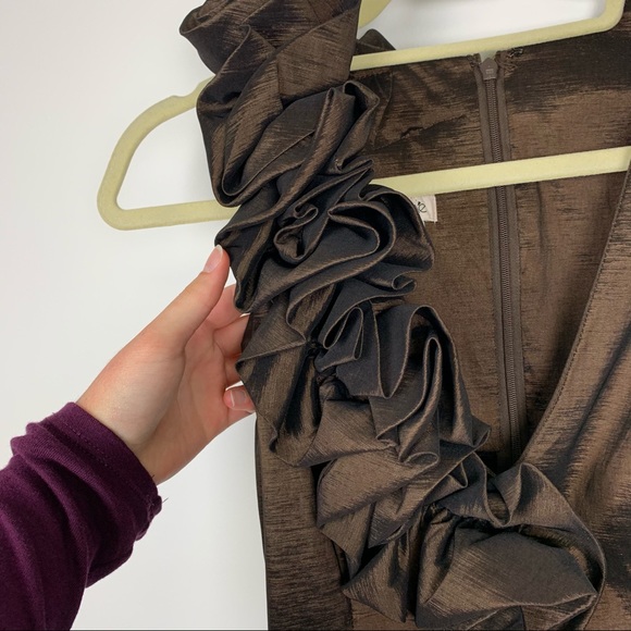 Vintage Cache Brown Shimmer Bodycon Evening Formal Mini Dress - Picture 10 of 17